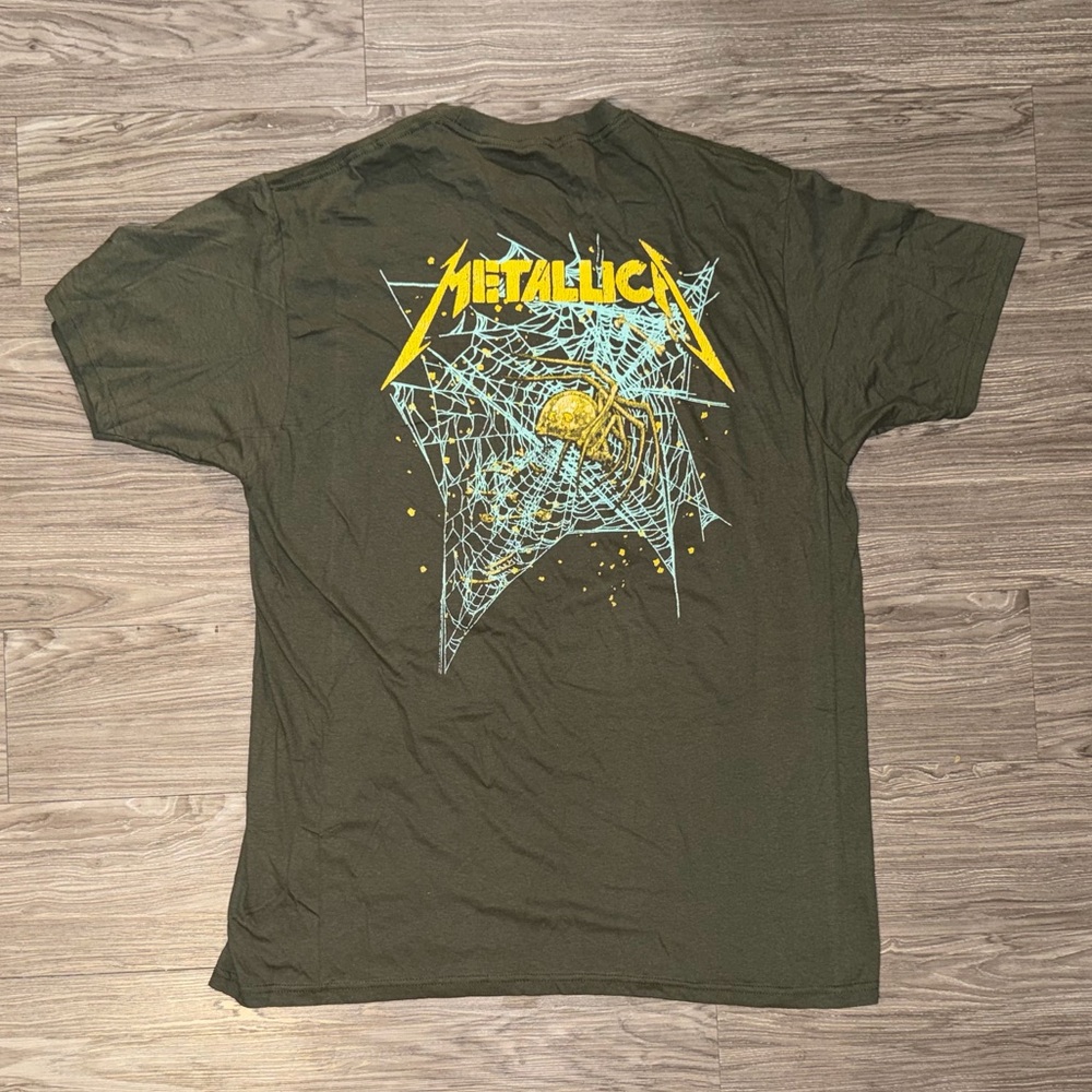 Metallica Band T-shirt Green Men’s Size XL Spider Web Graphic Heavy Metal - Picture 3 of 5
